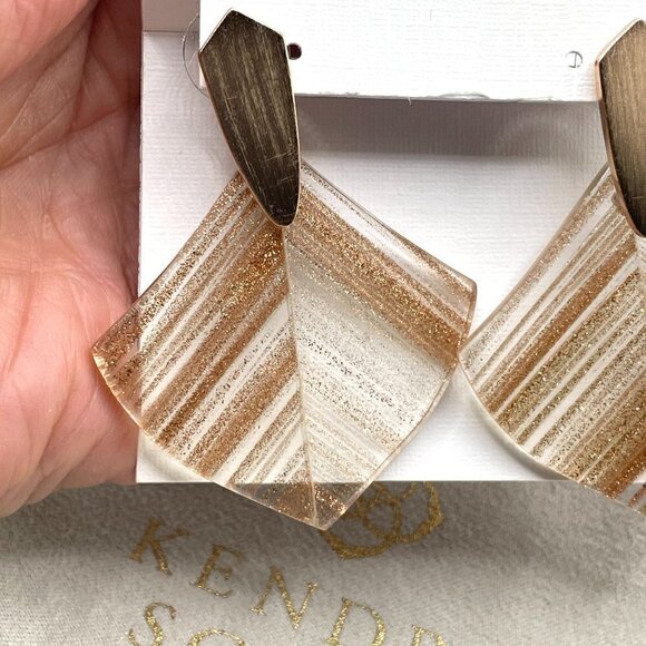 Kendra Scott Aislinn Dusted Gold Glass Pierced Drop Earrings NWT Retired 2018 - Picture 3 of 4